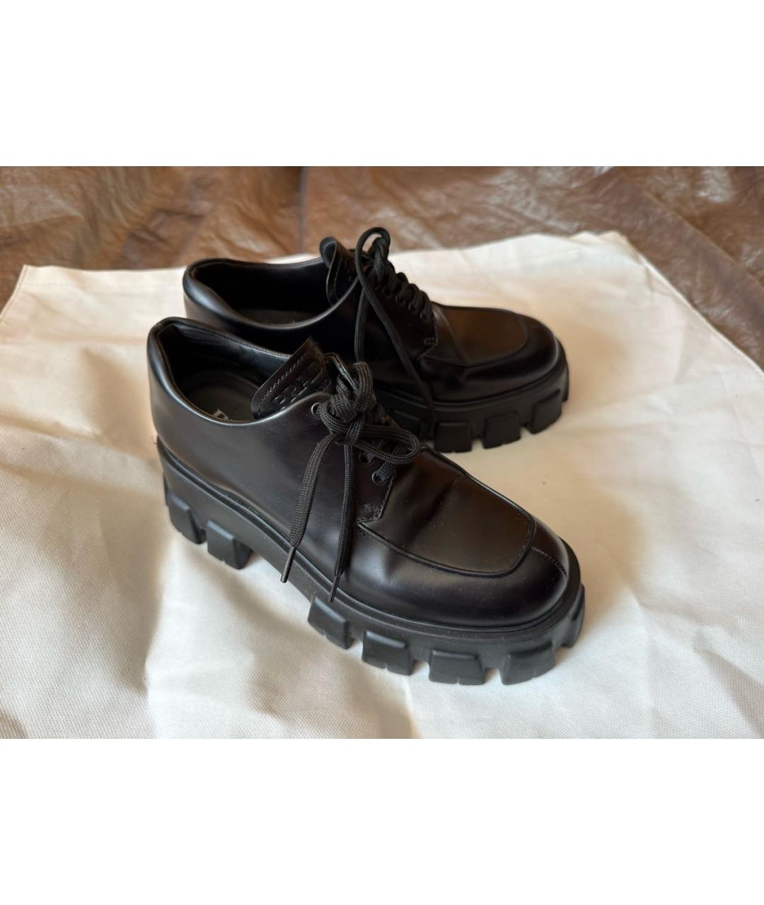 PRADA Черные кожаные брогги и оксфорды, фото 3