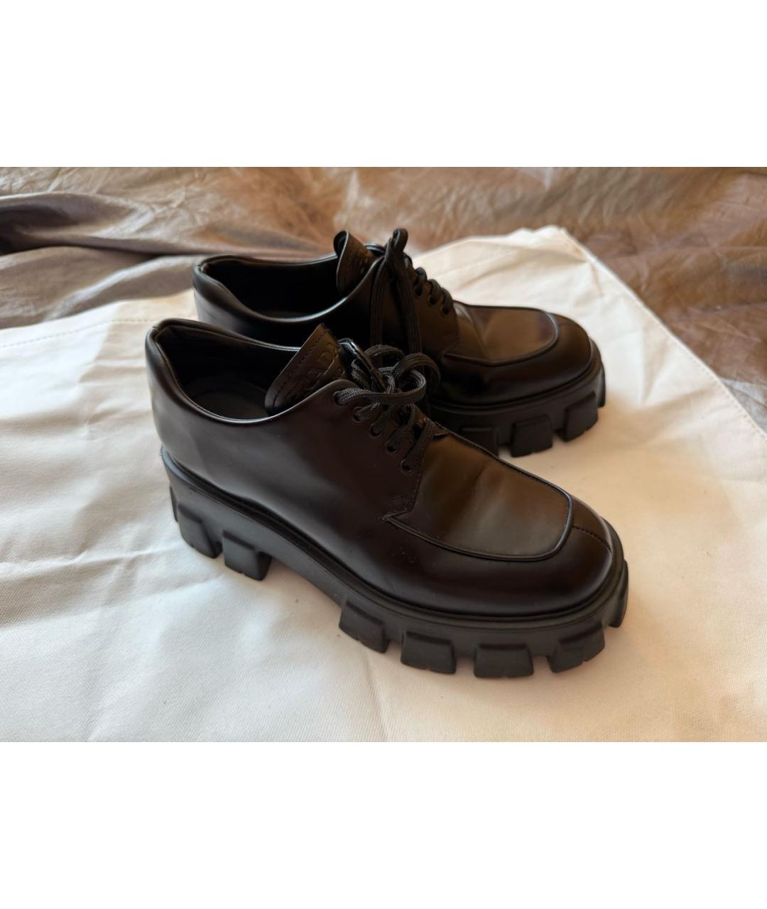 PRADA Черные кожаные брогги и оксфорды, фото 2