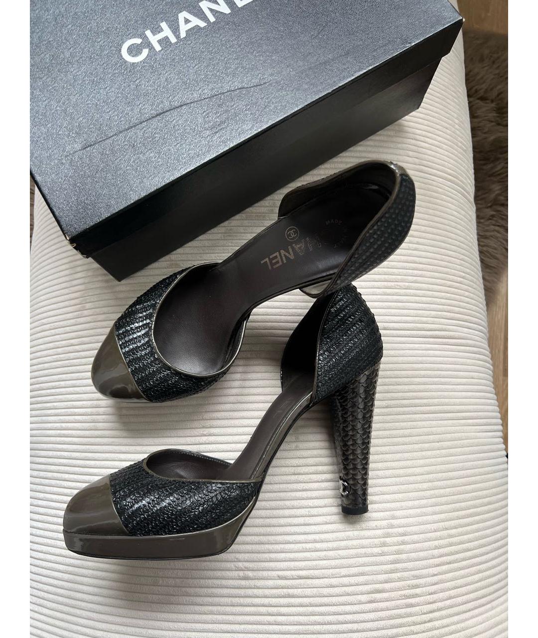 CHANEL Хаки кожаные босоножки, фото 2