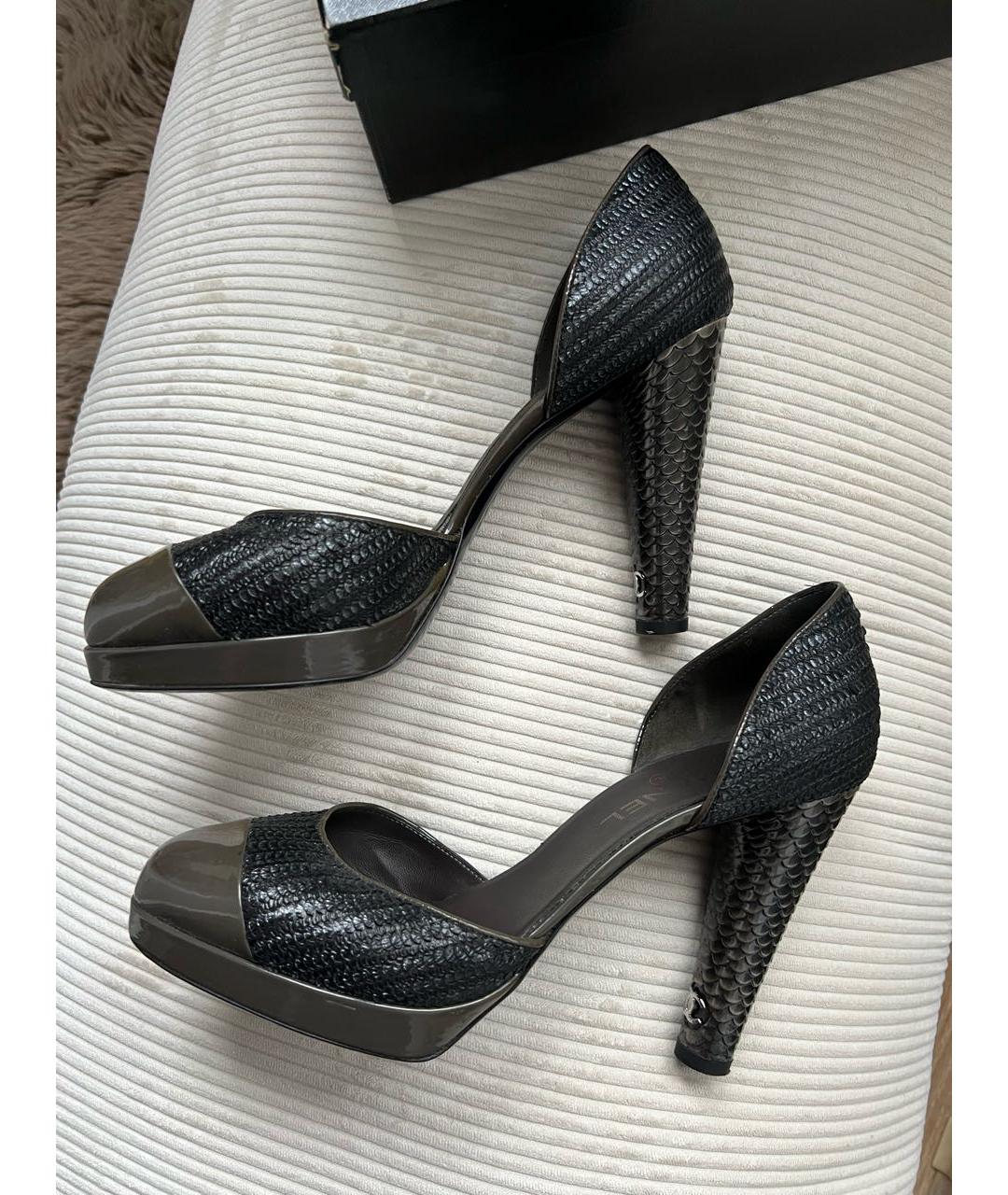 CHANEL Хаки кожаные босоножки, фото 6