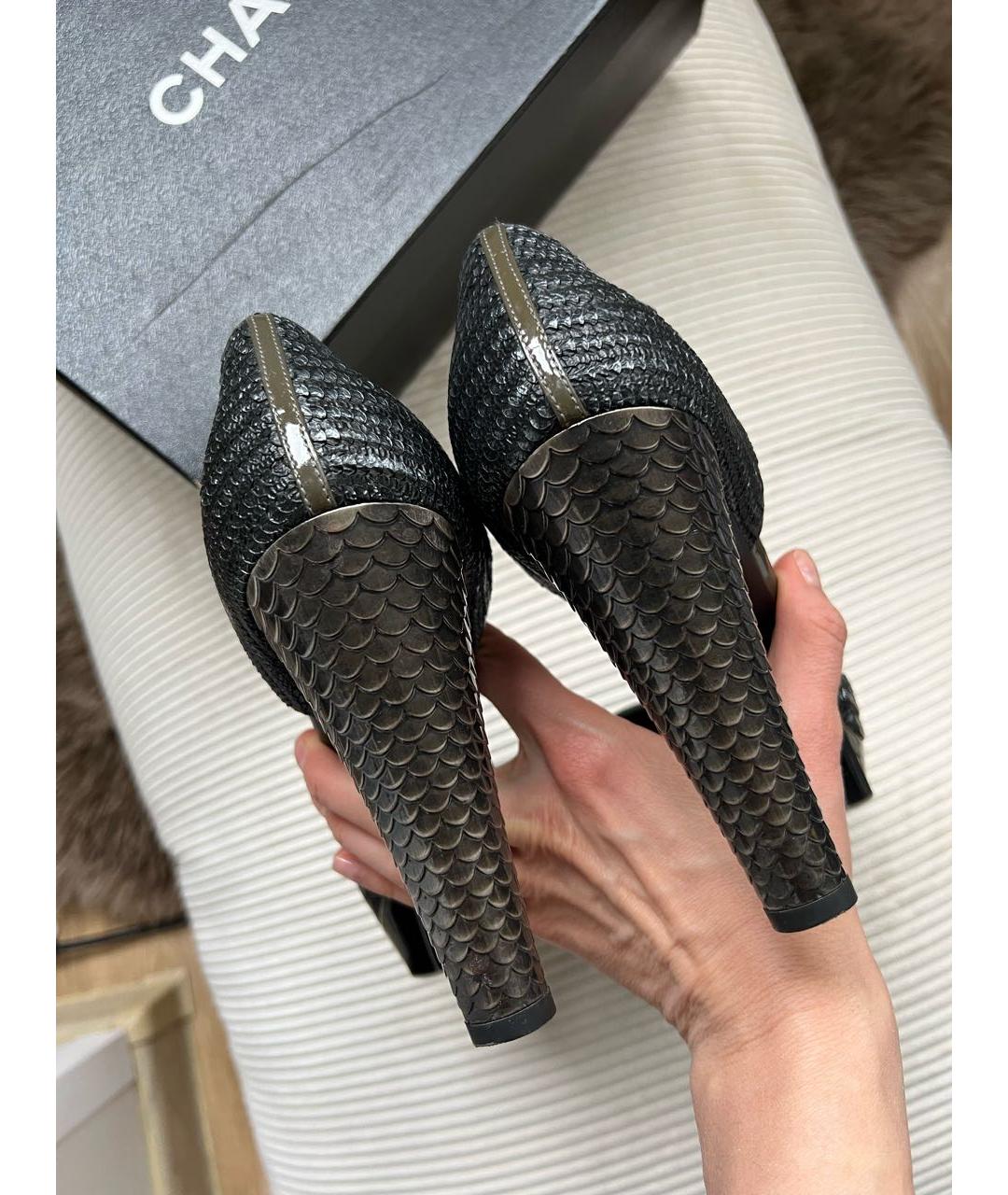 CHANEL Хаки кожаные босоножки, фото 3