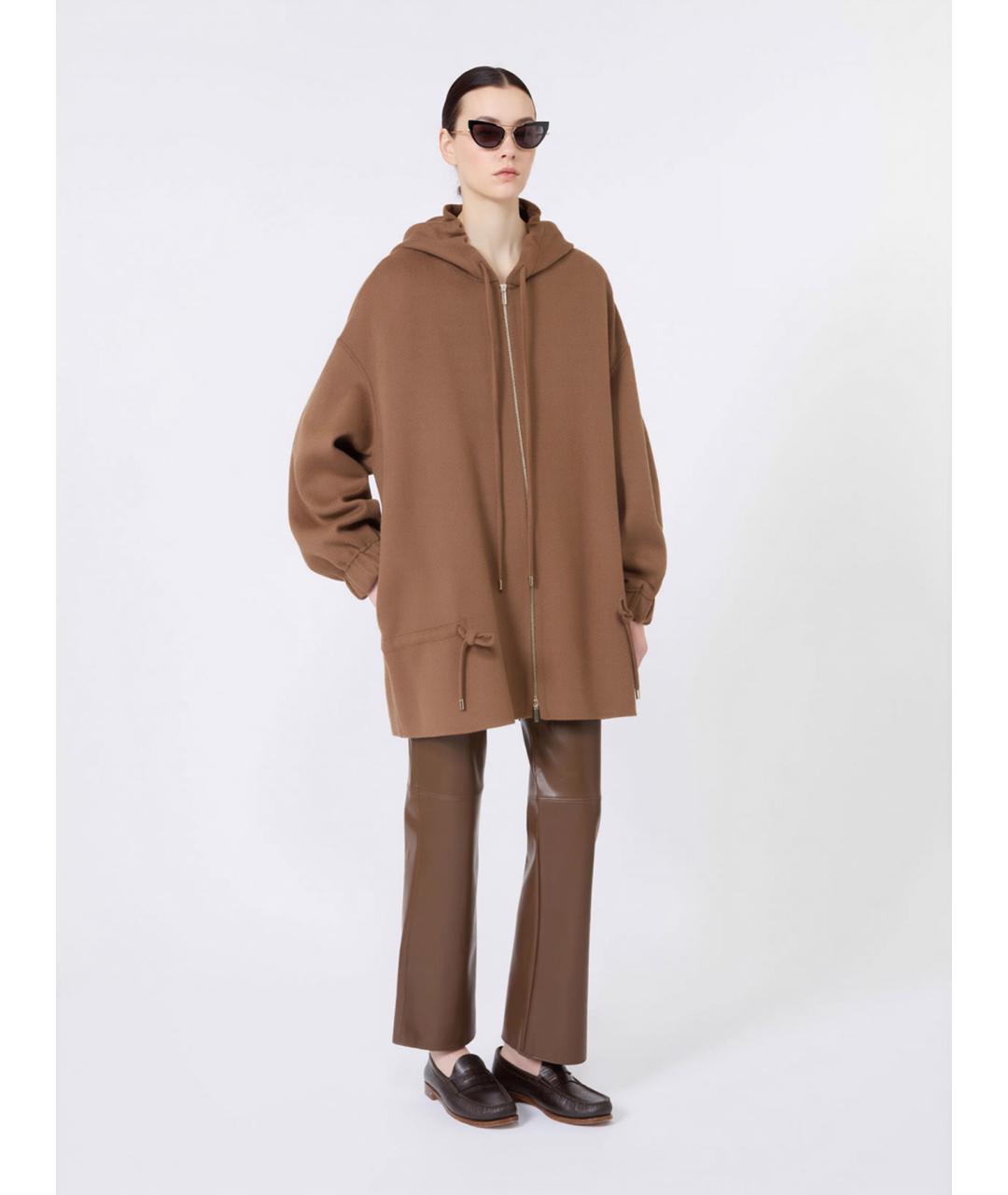 'S MAX MARA Коричневые полиэстеровые прямые брюки, фото 2