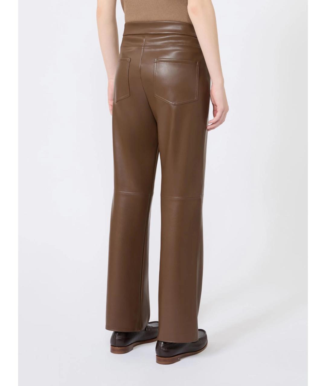 'S MAX MARA Коричневые полиэстеровые прямые брюки, фото 4