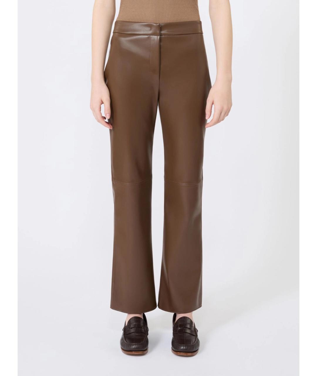'S MAX MARA Коричневые полиэстеровые прямые брюки, фото 3