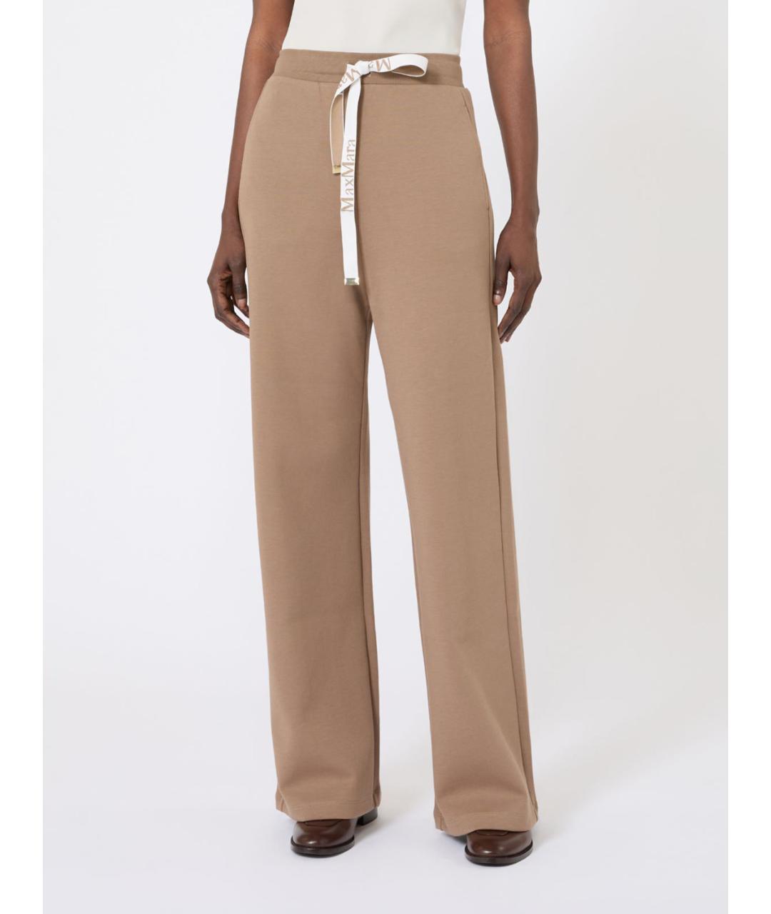 'S MAX MARA Бежевые хлопковые прямые брюки, фото 5