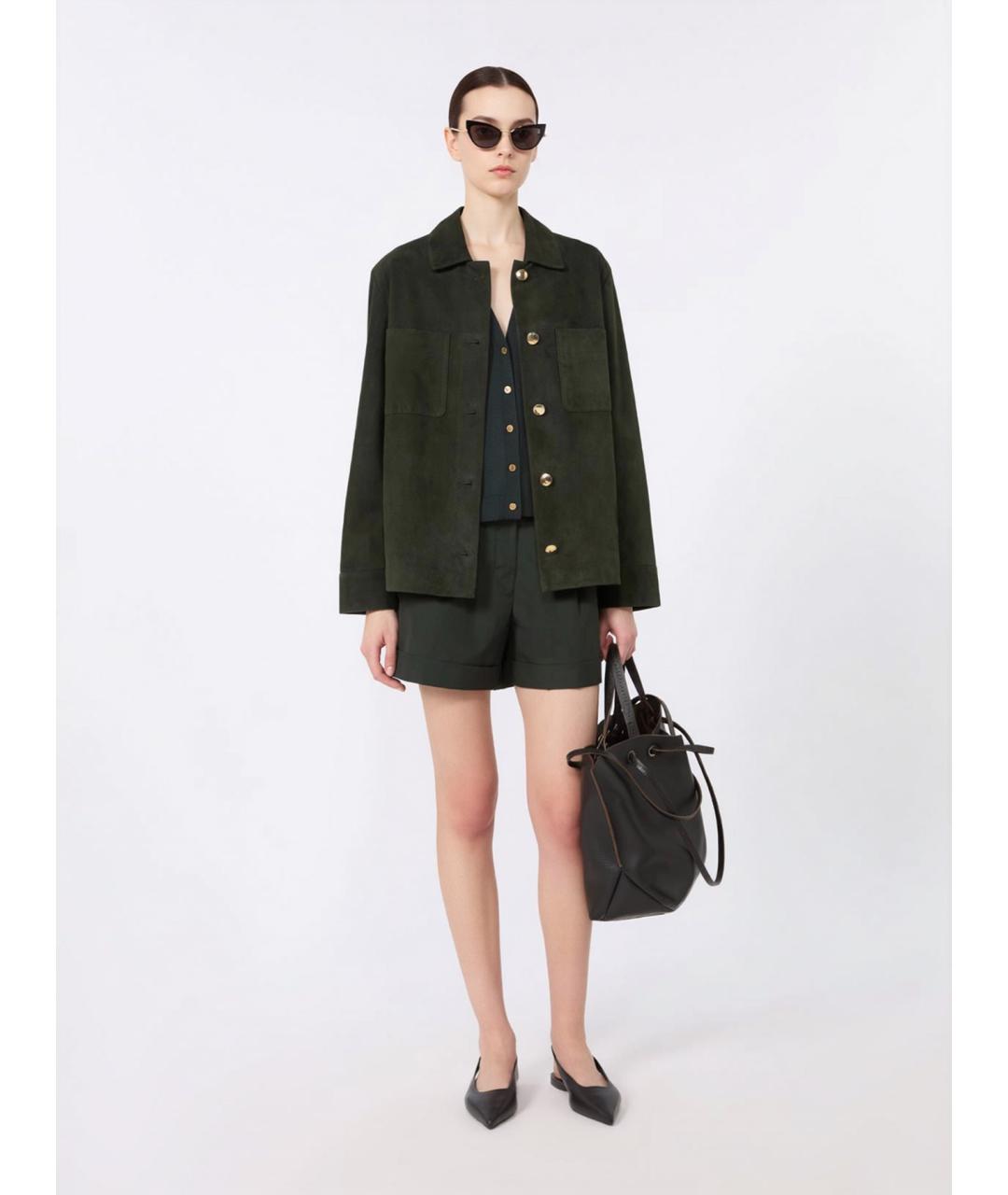 'S MAX MARA Зеленые хлопковые шорты, фото 2