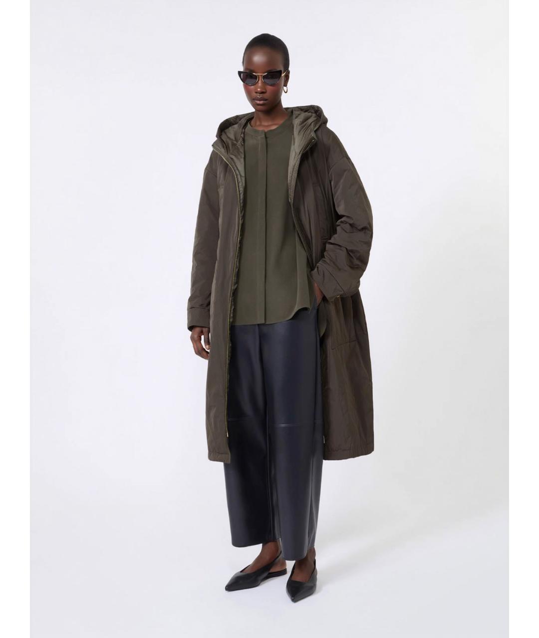'S MAX MARA Хаки шелковая рубашка, фото 2