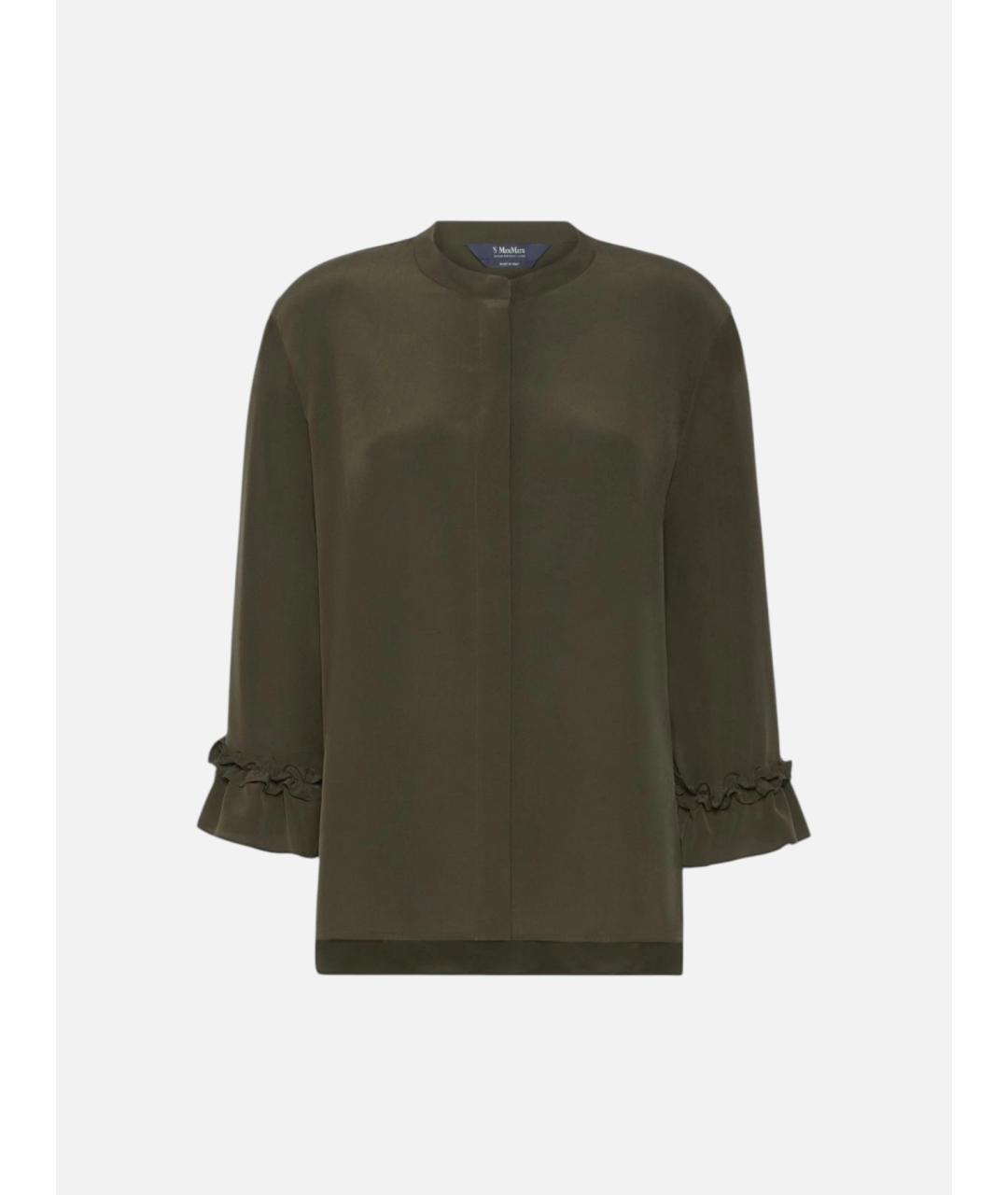 'S MAX MARA Хаки шелковая рубашка, фото 1