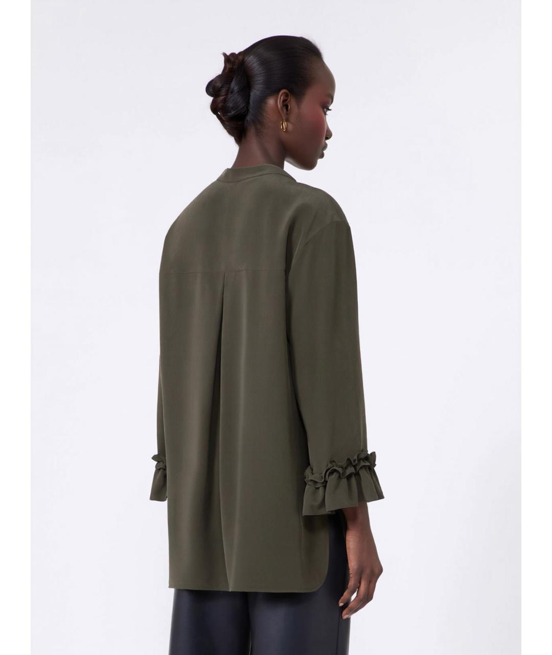 'S MAX MARA Хаки шелковая рубашка, фото 4