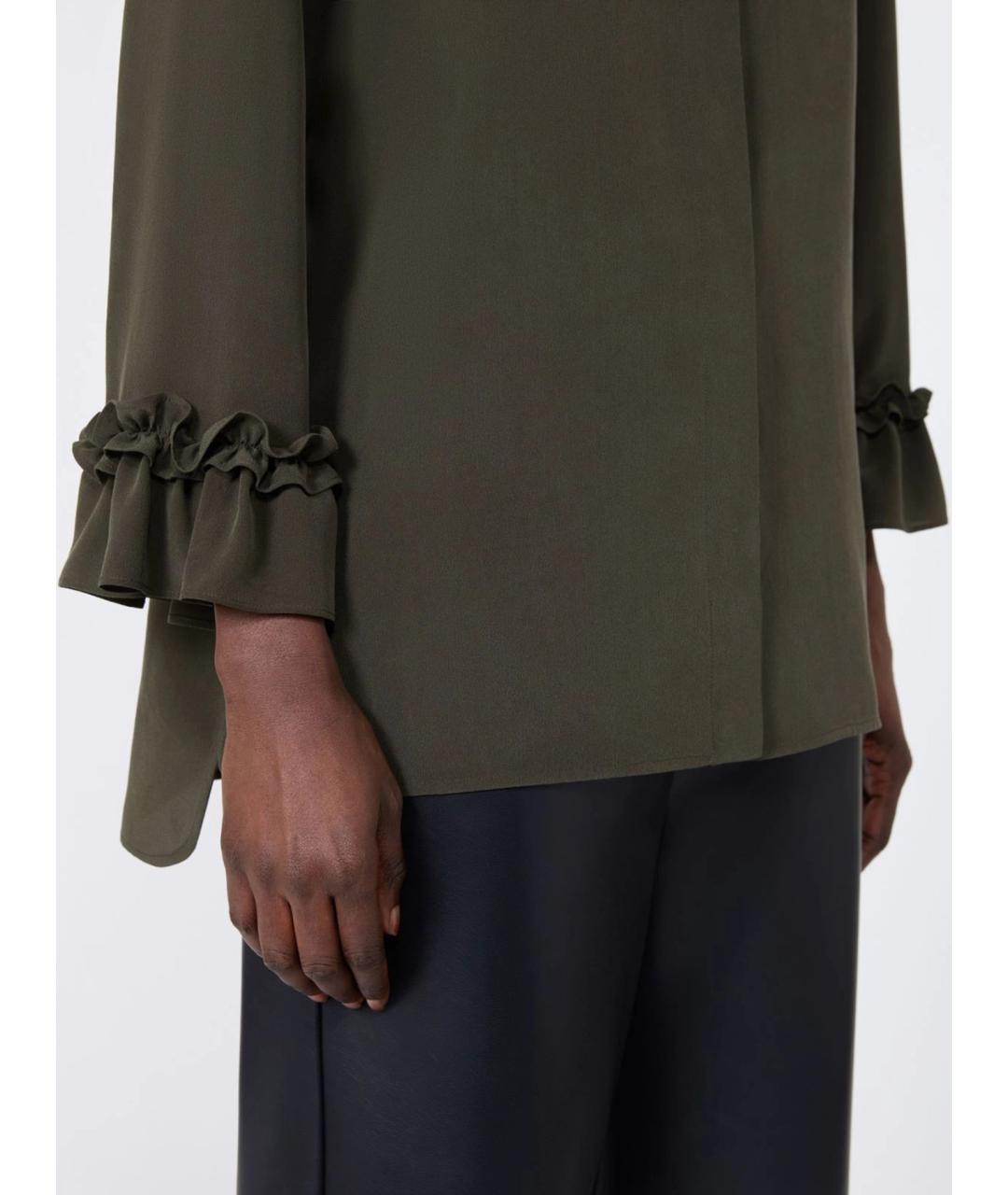 'S MAX MARA Хаки шелковая рубашка, фото 5