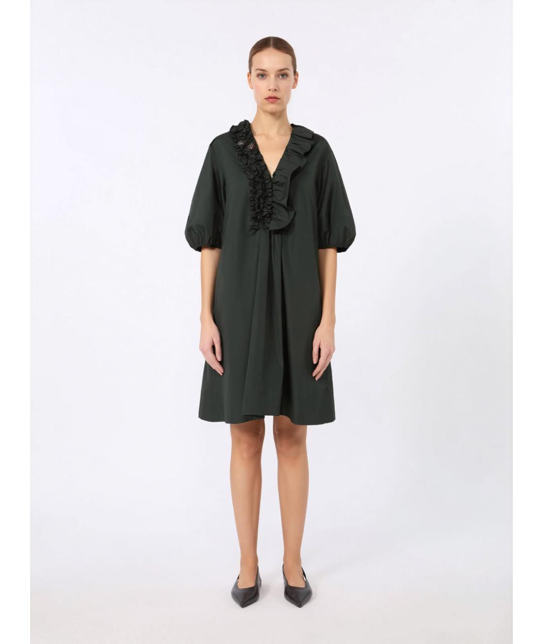 'S MAX MARA Зеленое хлопковое повседневное платье, фото 3