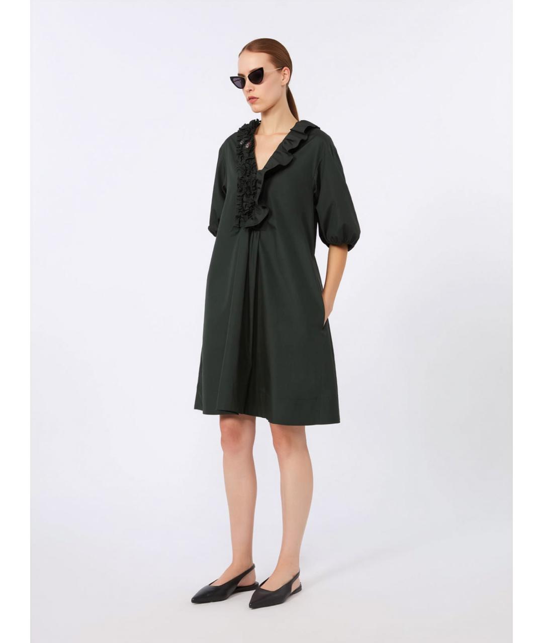 'S MAX MARA Зеленое хлопковое повседневное платье, фото 2