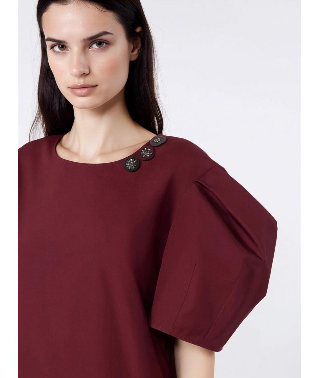 'S MAX MARA Бордовое хлопковое повседневное платье, фото 5