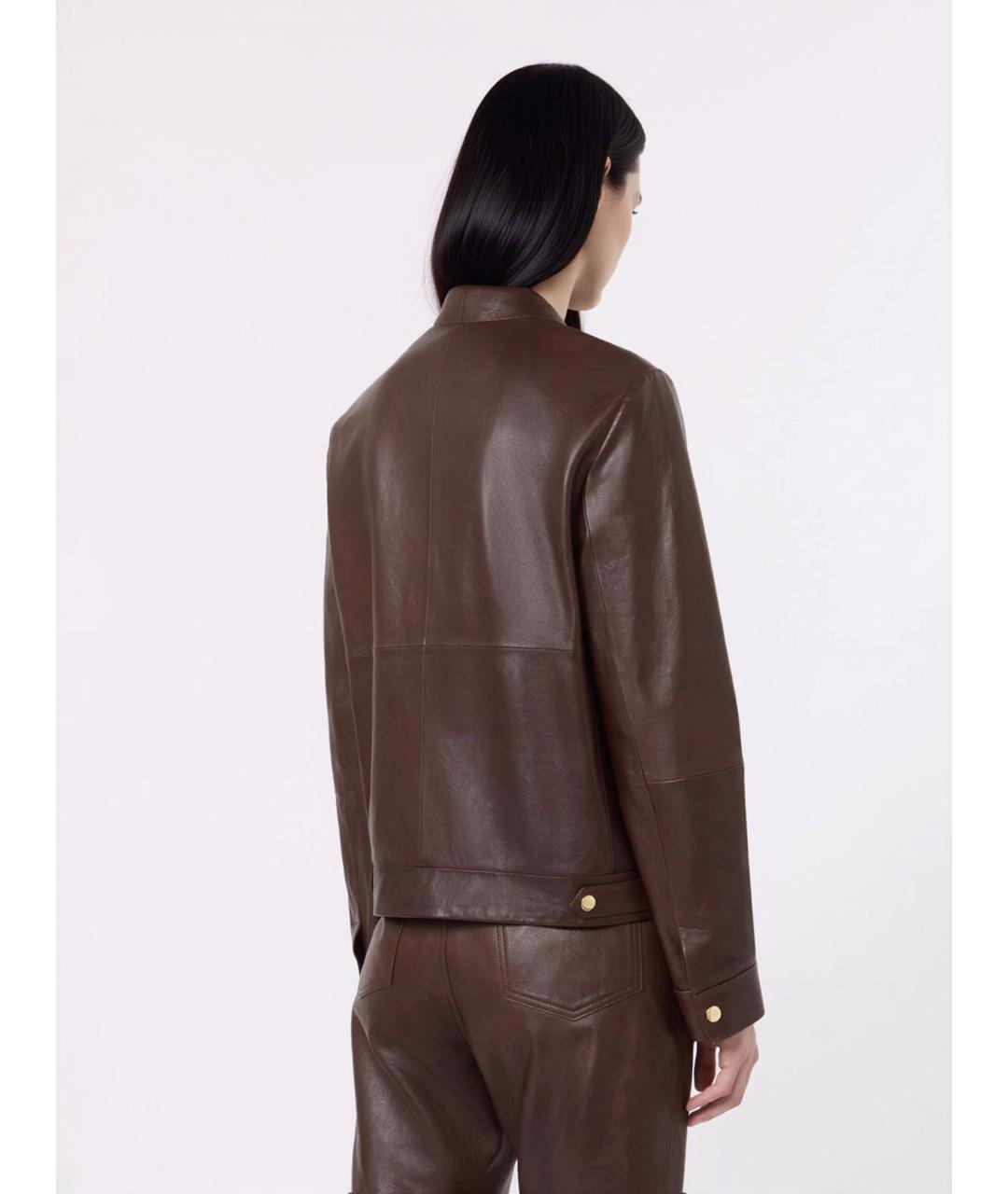 'S MAX MARA Коричневая кожаная куртка, фото 4