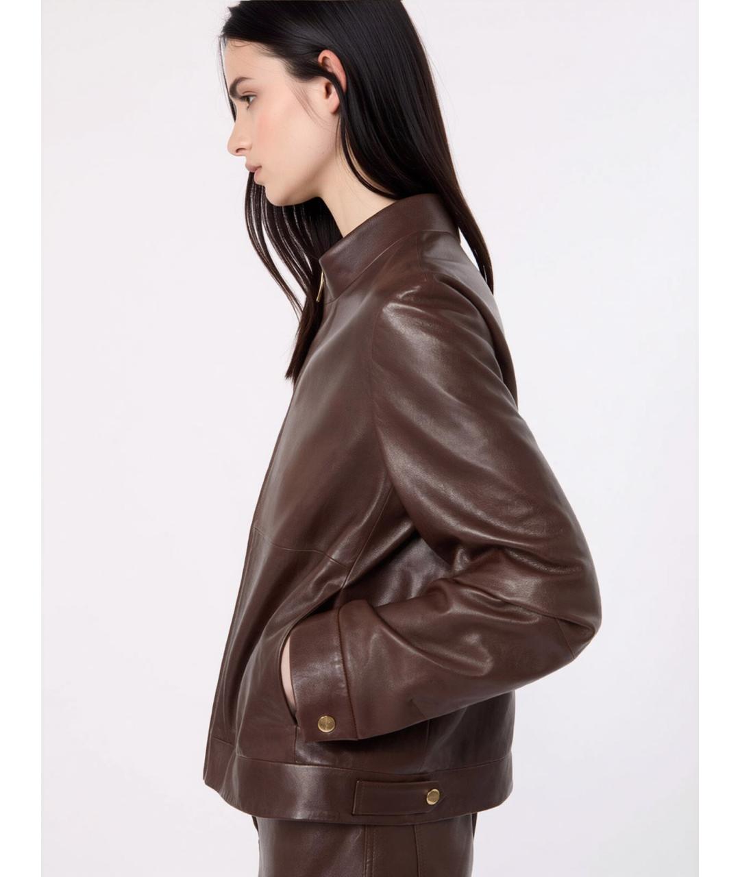 'S MAX MARA Коричневая кожаная куртка, фото 5