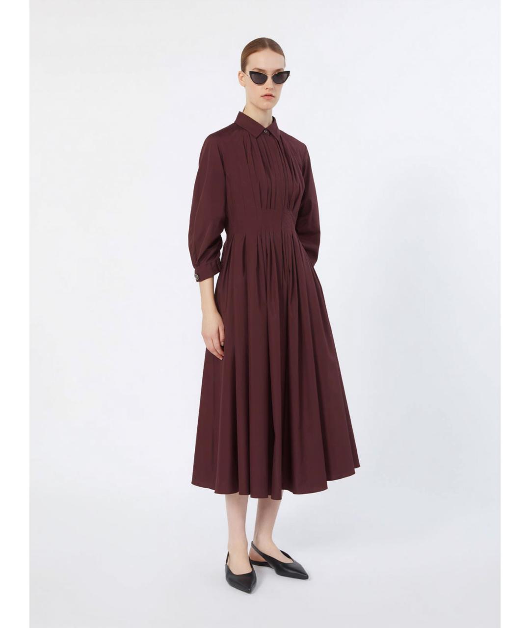 'S MAX MARA Бордовое хлопковое повседневное платье, фото 2