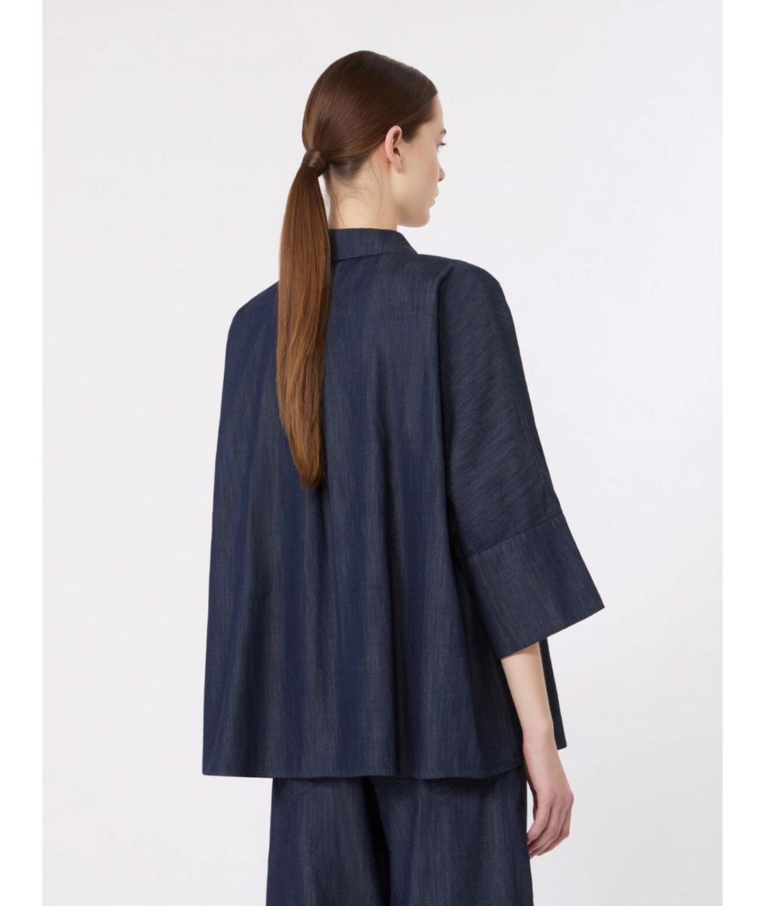 'S MAX MARA Темно-синяя хлопковая рубашка, фото 4