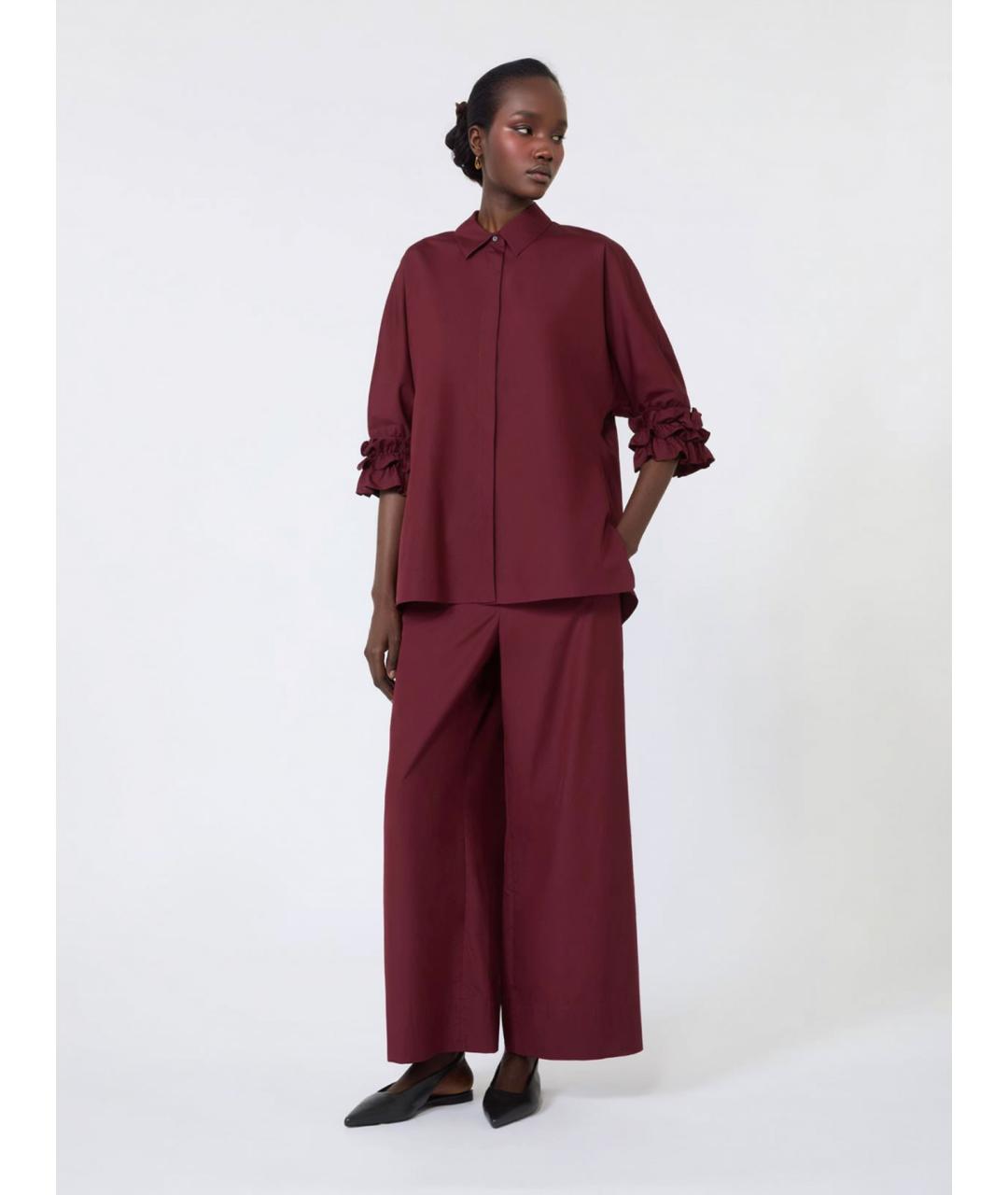 'S MAX MARA Бордовые хлопковые брюки широкие, фото 2