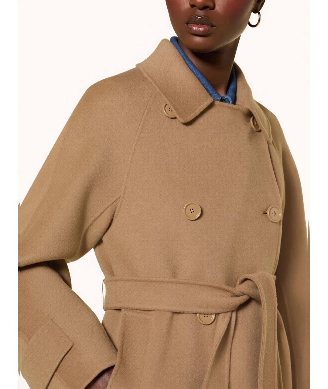 'S MAX MARA Бежевое шерстяное пальто, фото 4