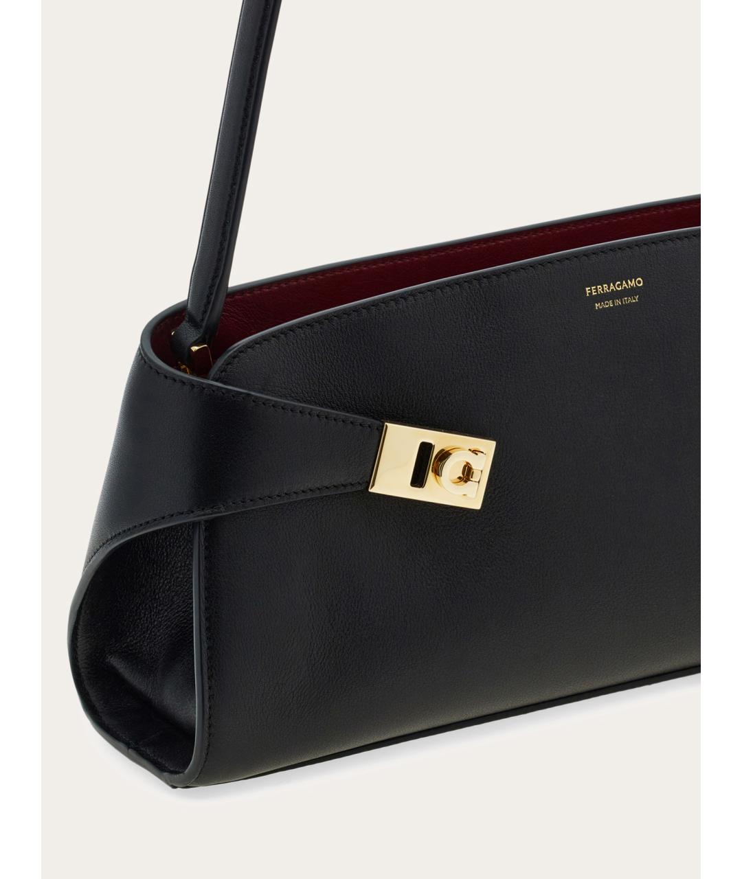 FERRAGAMO Черная кожаная сумка с короткими ручками, фото 6