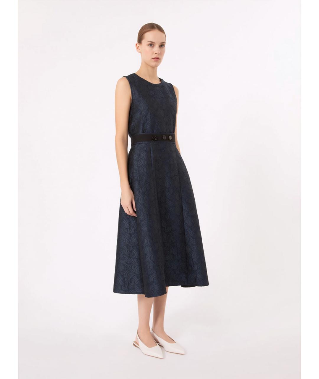 'S MAX MARA Темно-синее полиэстеровое коктейльное платье, фото 3