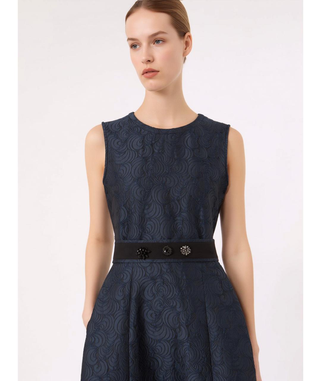 'S MAX MARA Темно-синее полиэстеровое коктейльное платье, фото 5