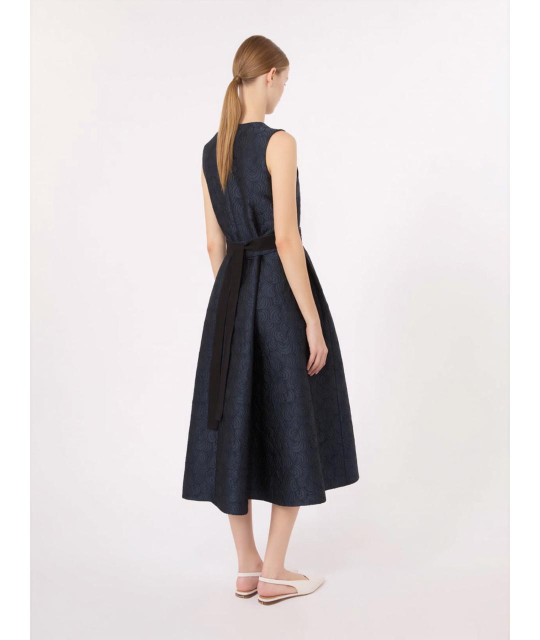 'S MAX MARA Темно-синее полиэстеровое коктейльное платье, фото 4