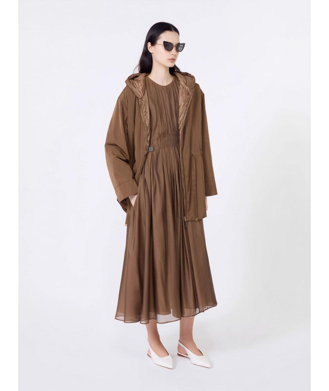 'S MAX MARA Коричневая полиэстеровая парка, фото 2