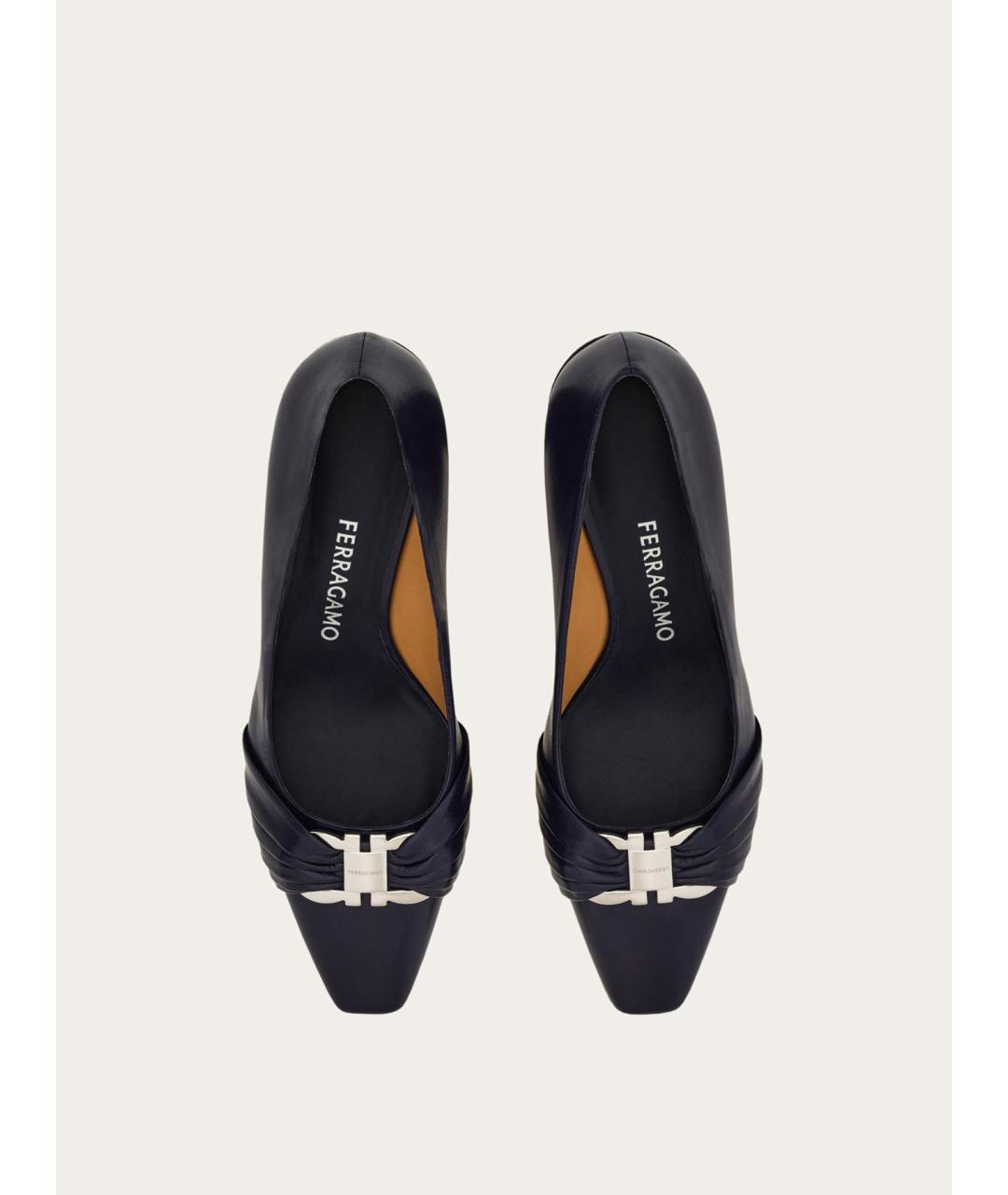 FERRAGAMO Темно-синие кожаные туфли, фото 3