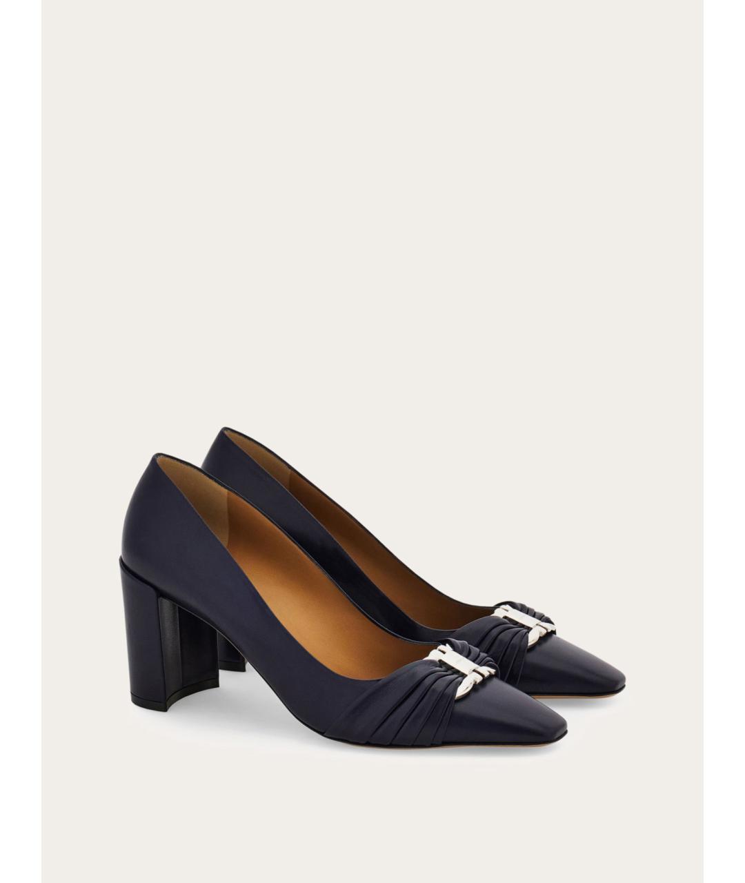 FERRAGAMO Темно-синие кожаные туфли, фото 2