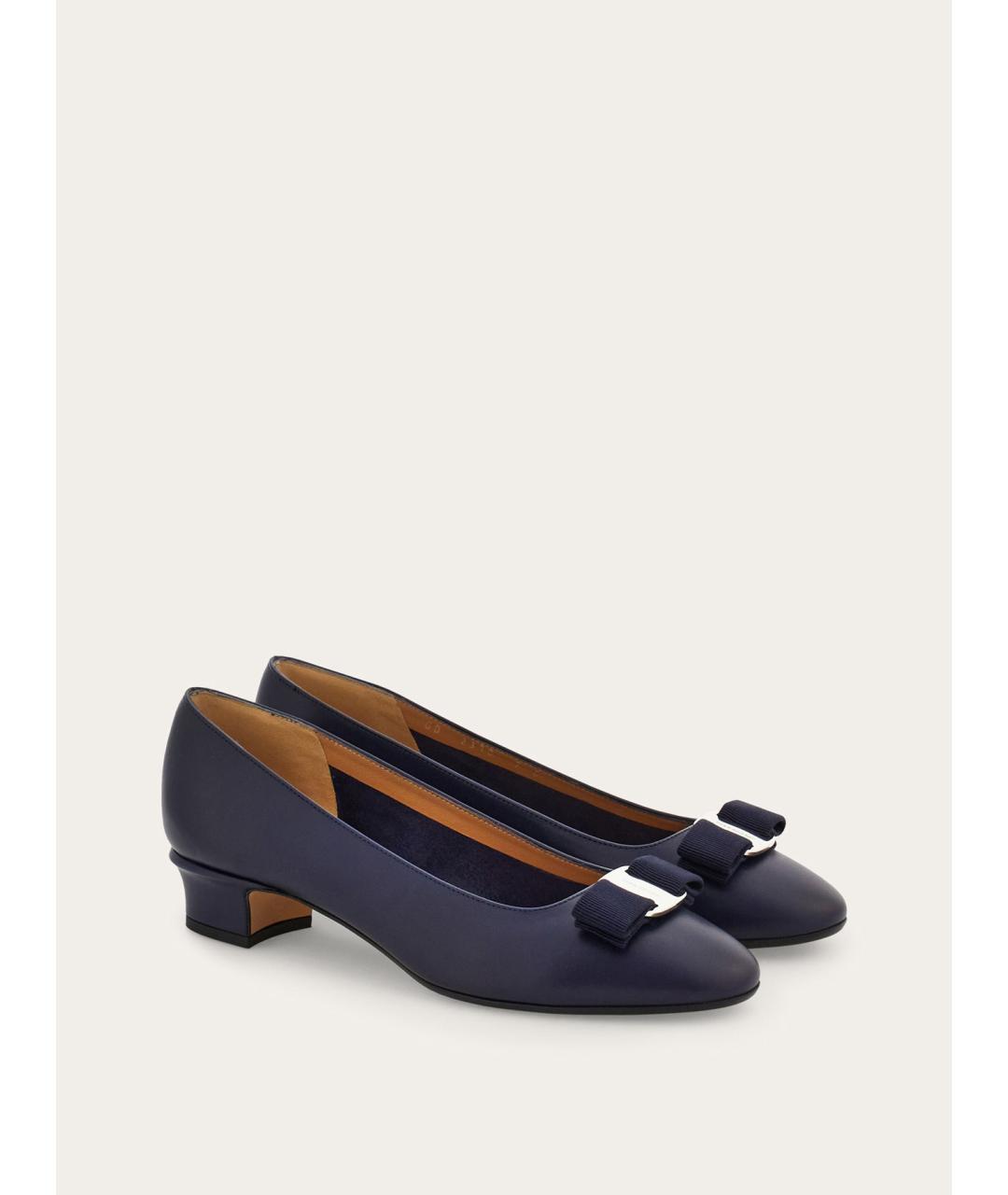 FERRAGAMO Темно-синие кожаные туфли, фото 3