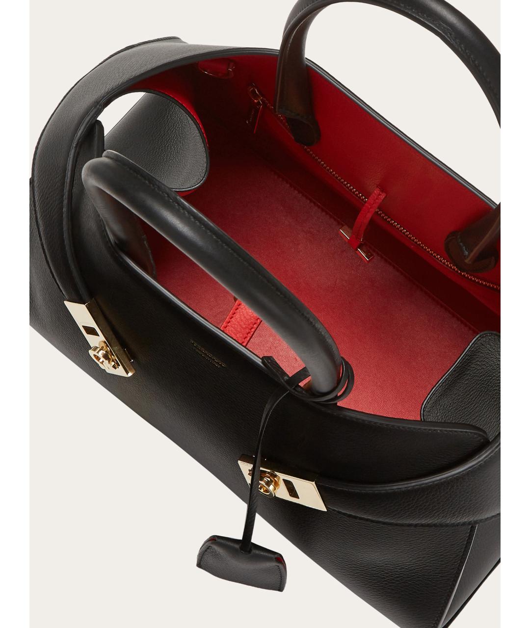 FERRAGAMO Черная кожаная сумка с короткими ручками, фото 6