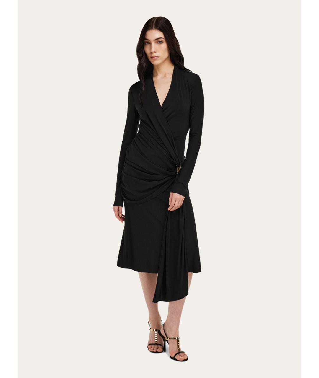 FERRAGAMO Черное вискозное коктейльное платье, фото 3