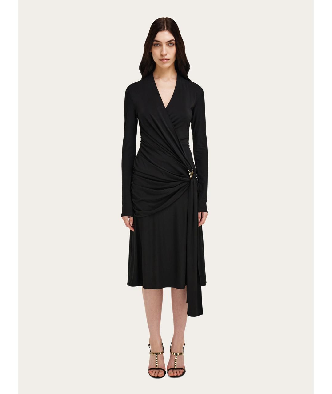 FERRAGAMO Черное вискозное коктейльное платье, фото 2
