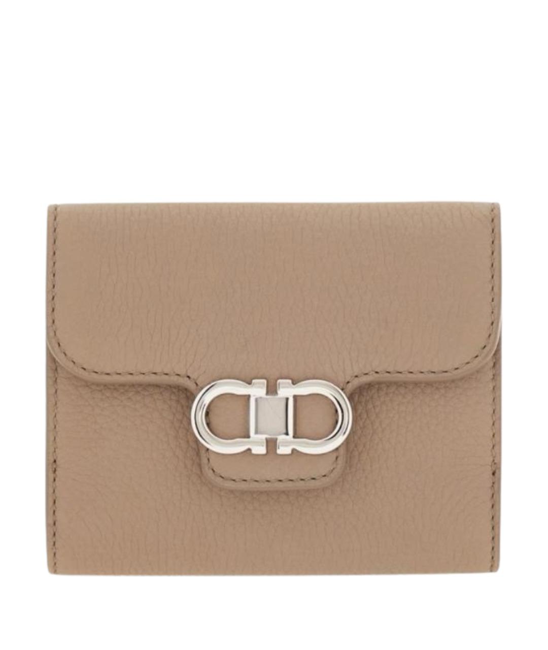 FERRAGAMO Бежевый кожаный кошелек, фото 1