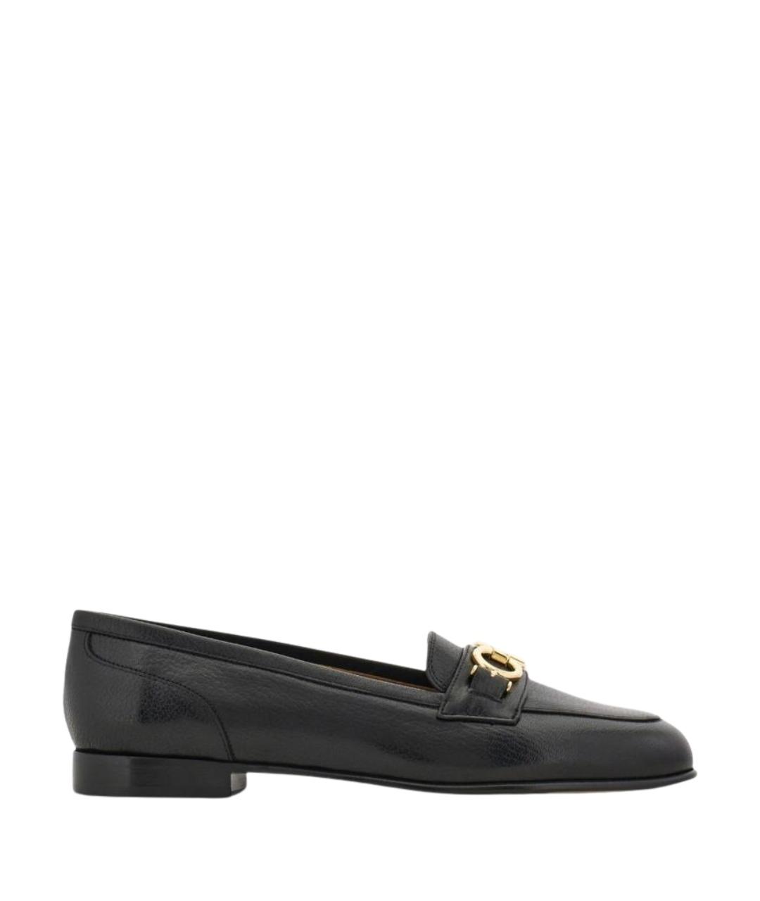 FERRAGAMO Черные кожаные мокасины, фото 1
