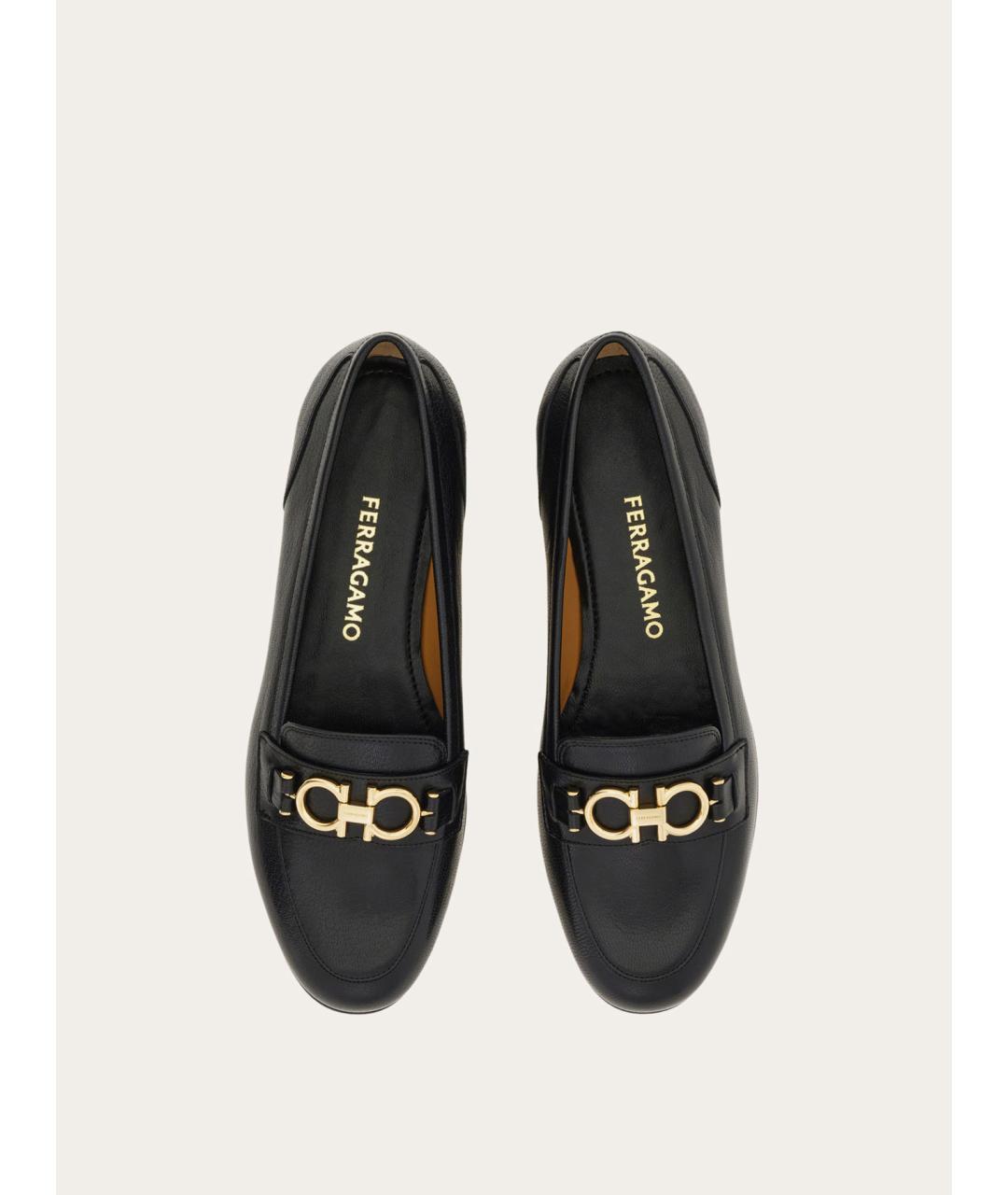 FERRAGAMO Черные кожаные мокасины, фото 4