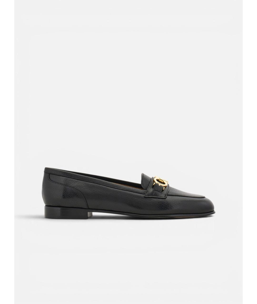 FERRAGAMO Черные кожаные мокасины, фото 1