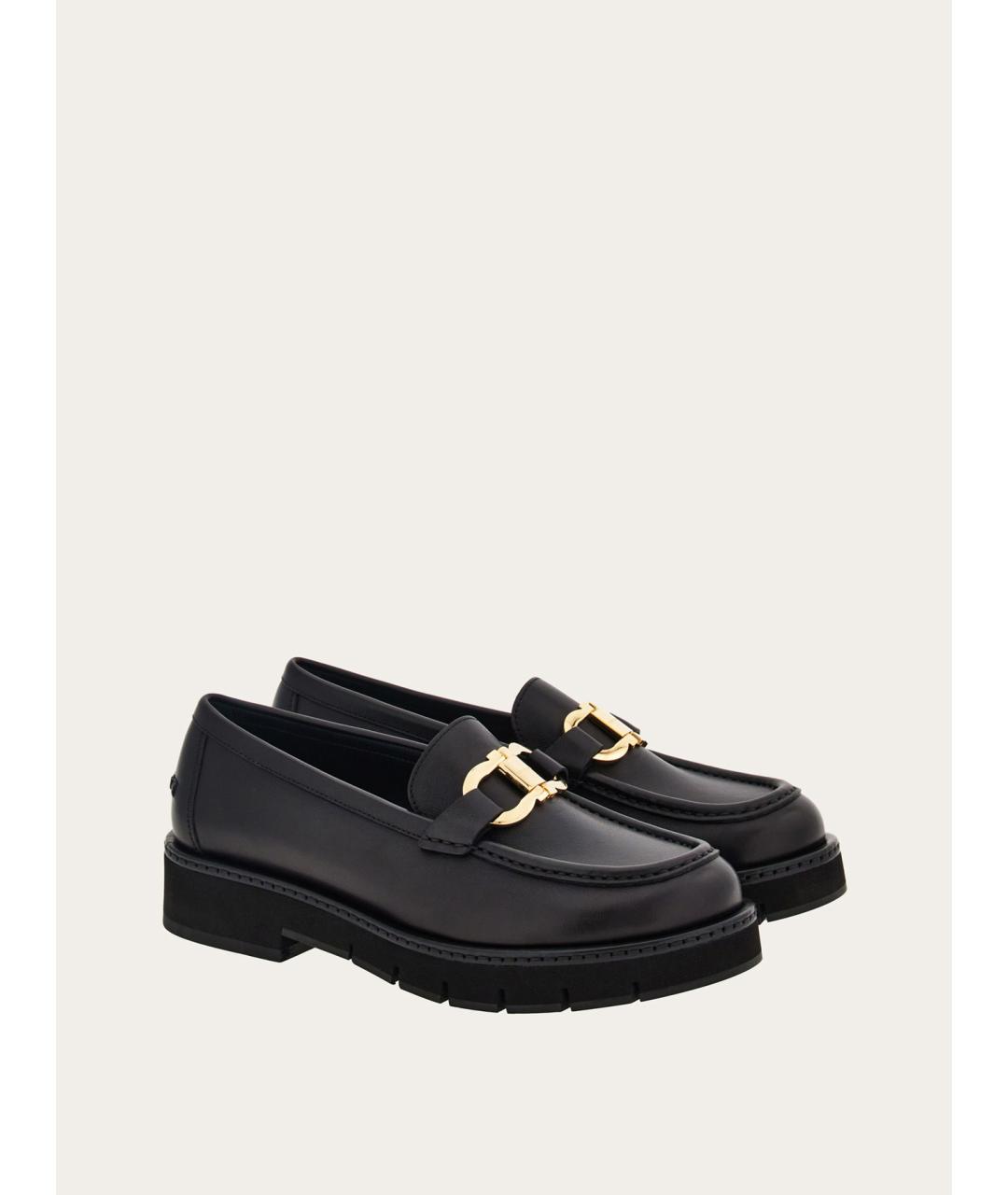 FERRAGAMO Черные кожаные мокасины, фото 2