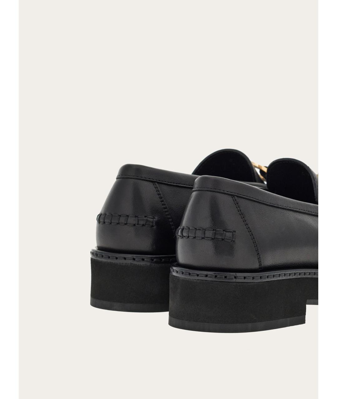 FERRAGAMO Черные кожаные мокасины, фото 4