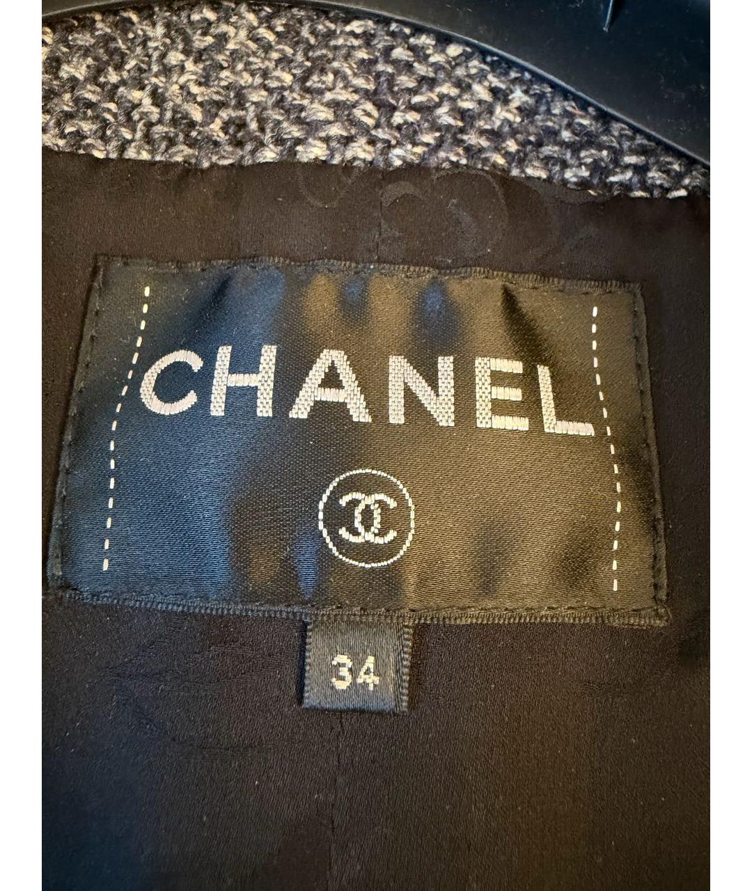 CHANEL Темно-синий твидовый жакет/пиджак, фото 5