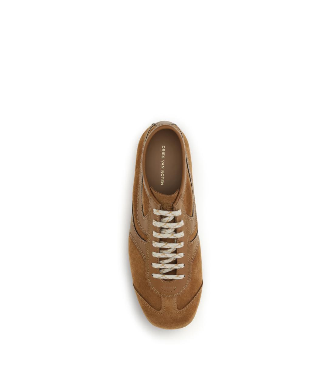 DRIES VAN NOTEN Бежевые замшевые кроссовки, фото 4