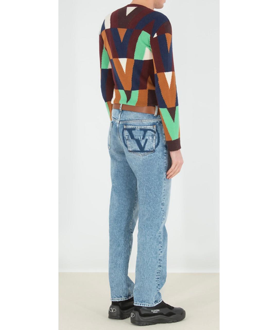 VALENTINO Голубые хлопковые прямые джинсы, фото 5