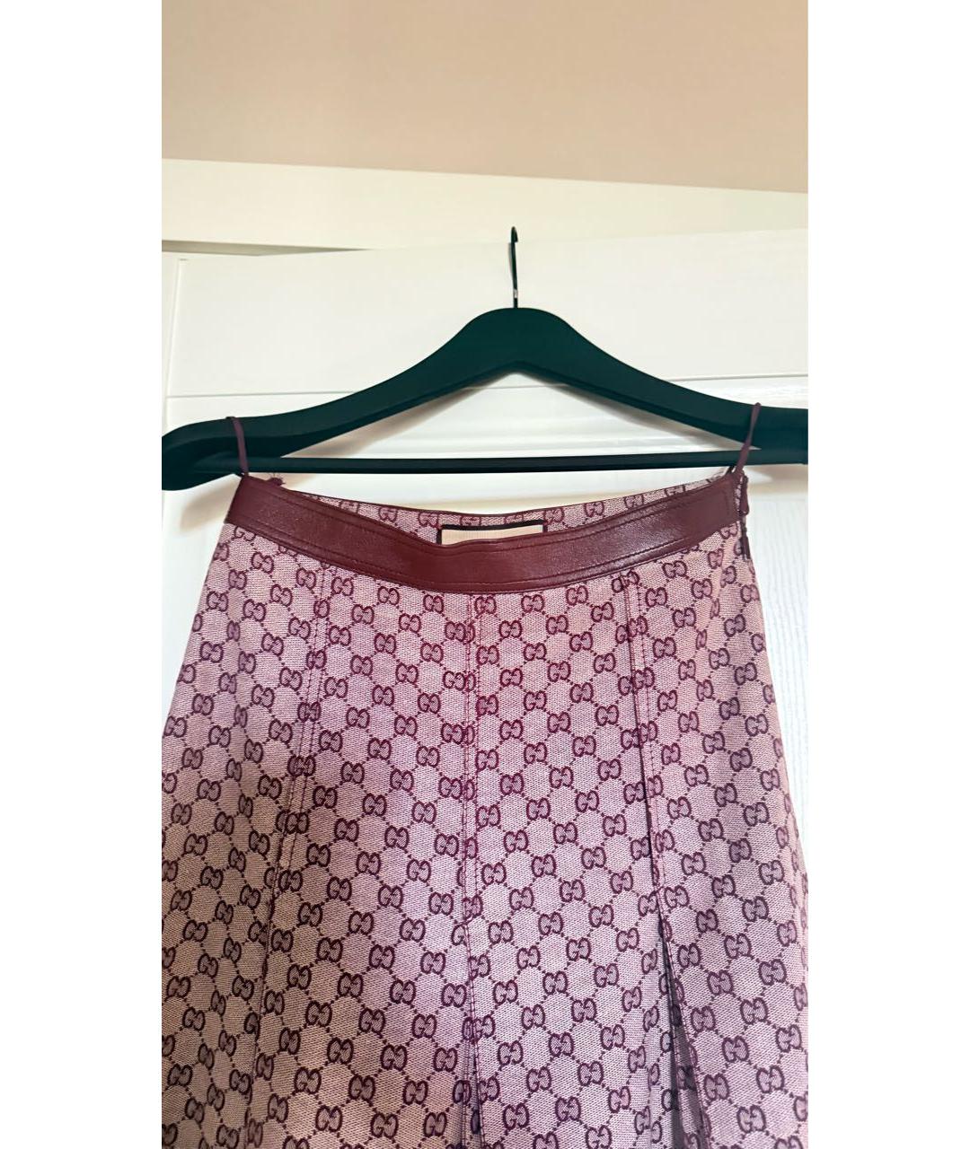 GUCCI Бордовая хлопковая юбка миди, фото 3