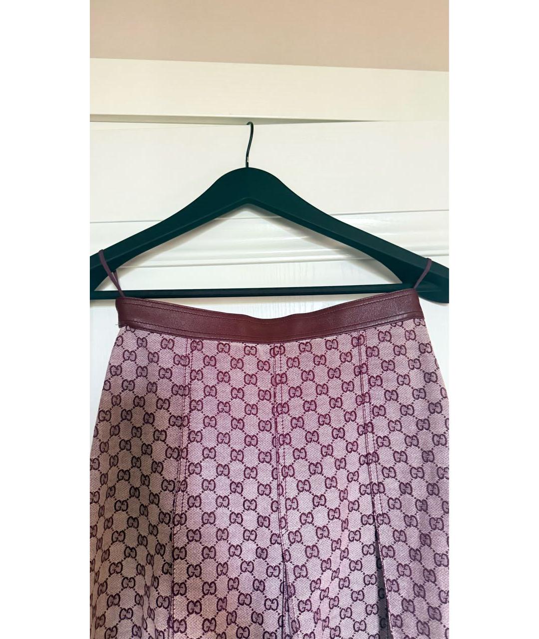 GUCCI Бордовая хлопковая юбка миди, фото 2
