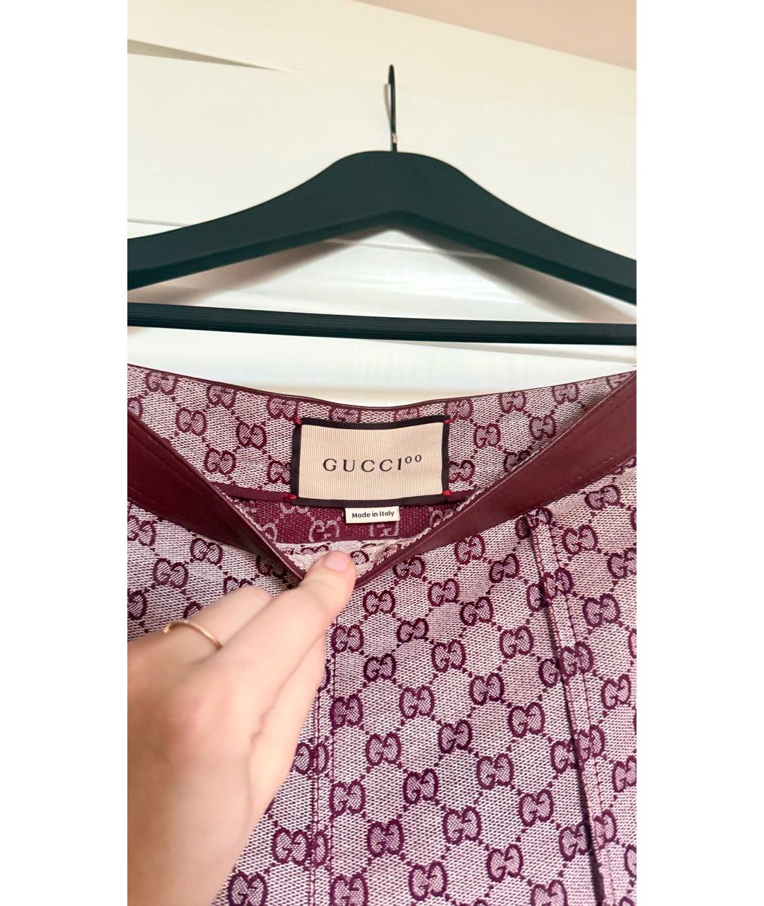 GUCCI Бордовая хлопковая юбка миди, фото 4