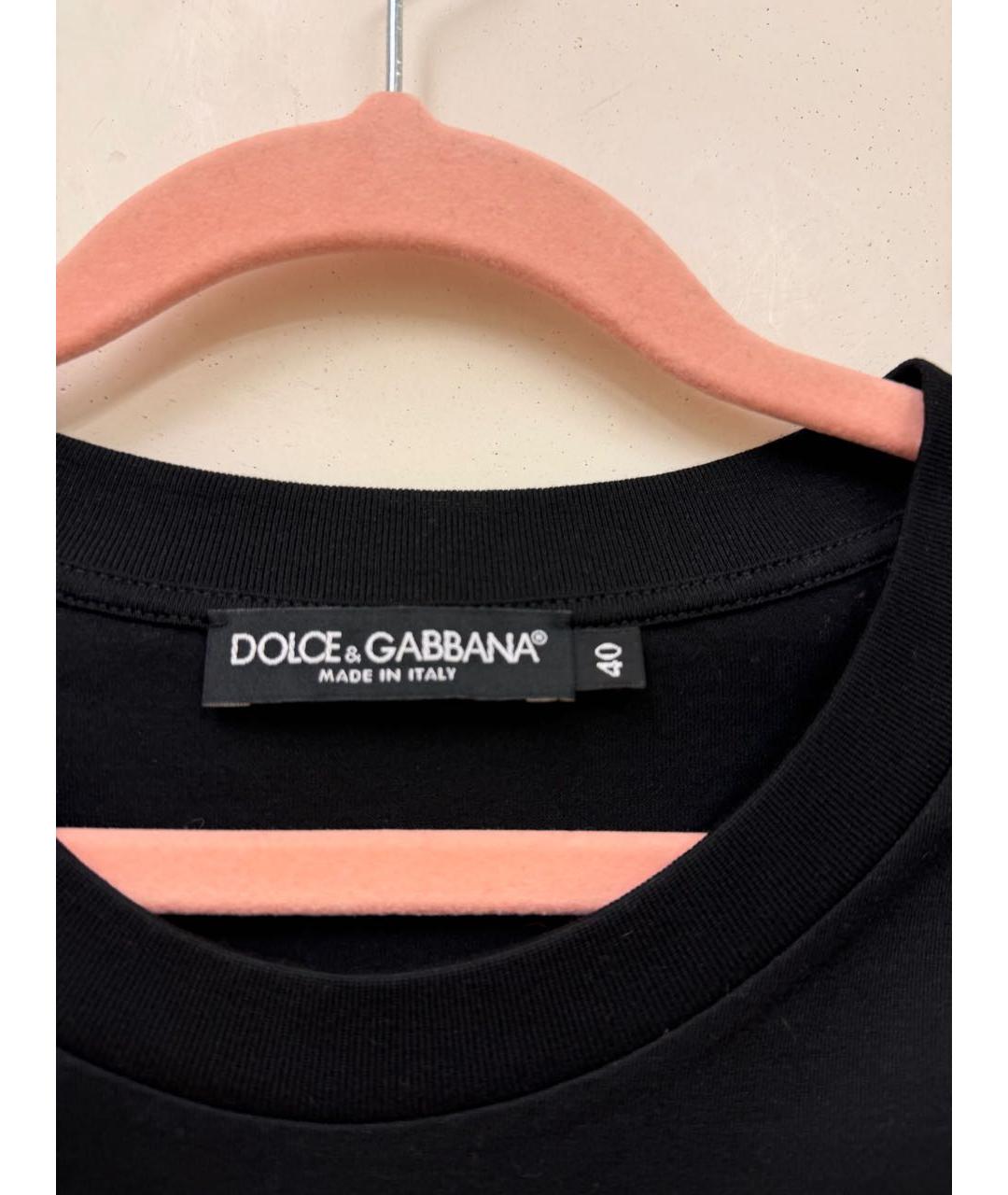 DOLCE&GABBANA Черная хлопко-эластановая футболка, фото 3