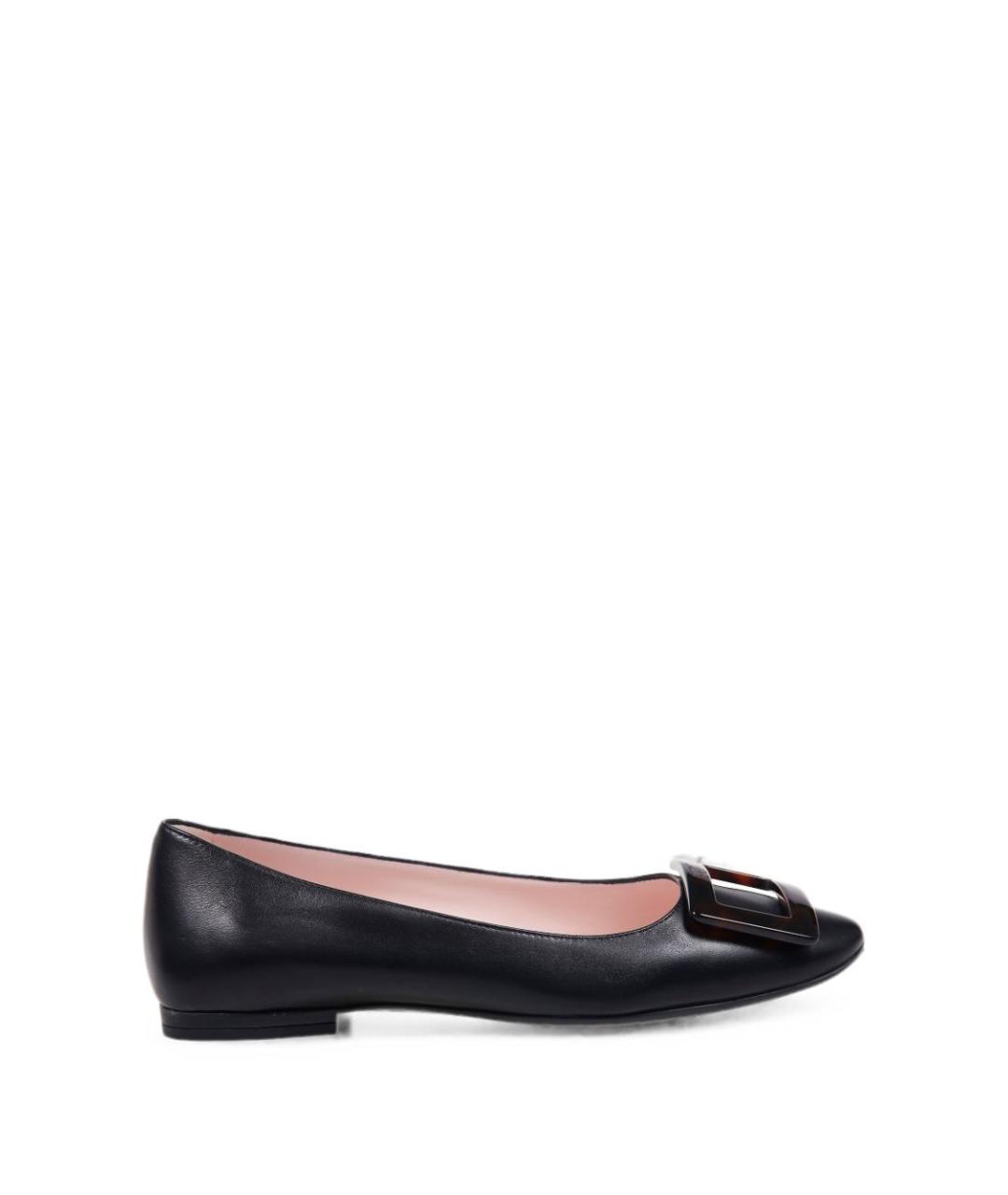 ROGER VIVIER Черные кожаные балетки, фото 1