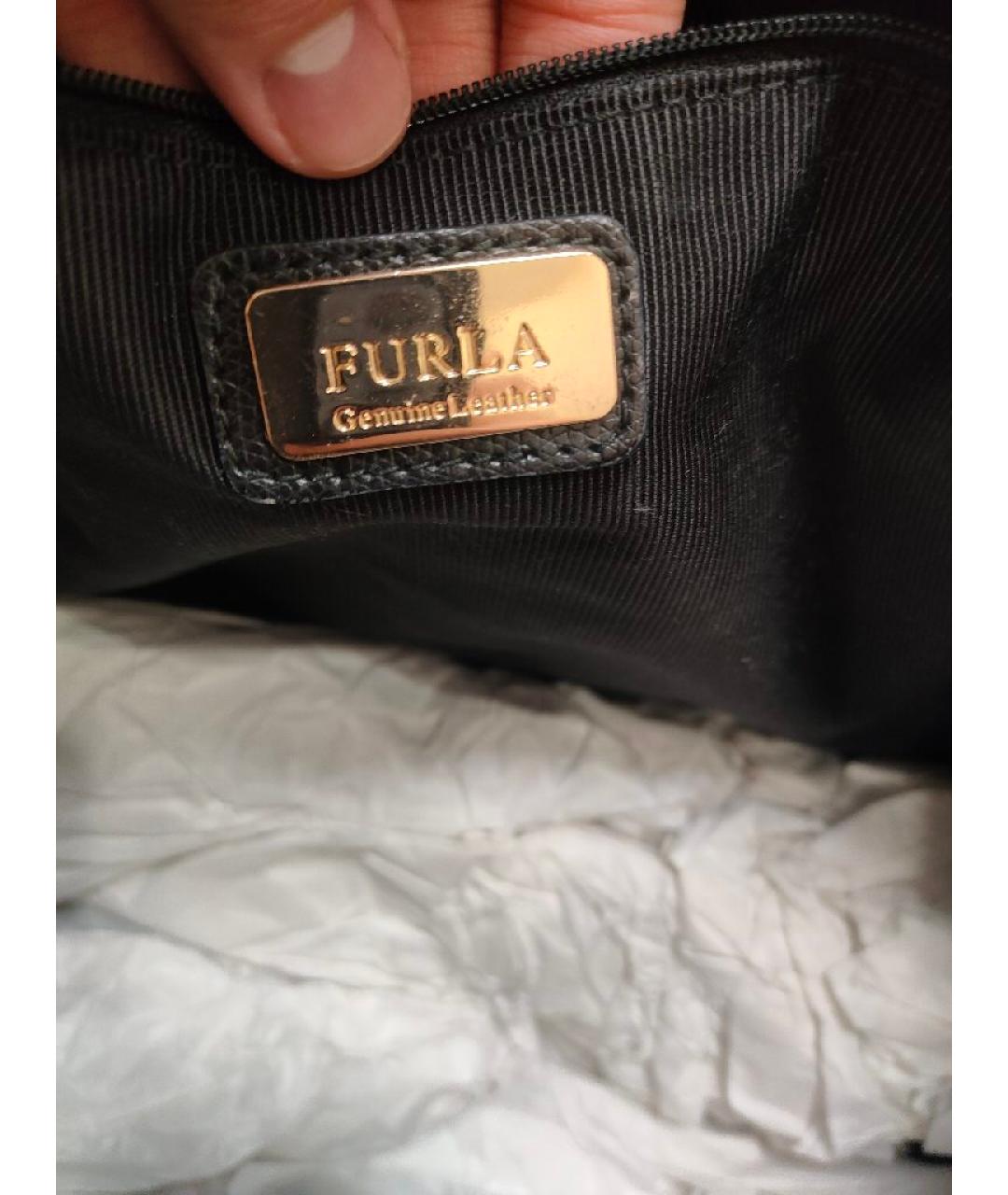 FURLA Черная кожаная сумка тоут, фото 7