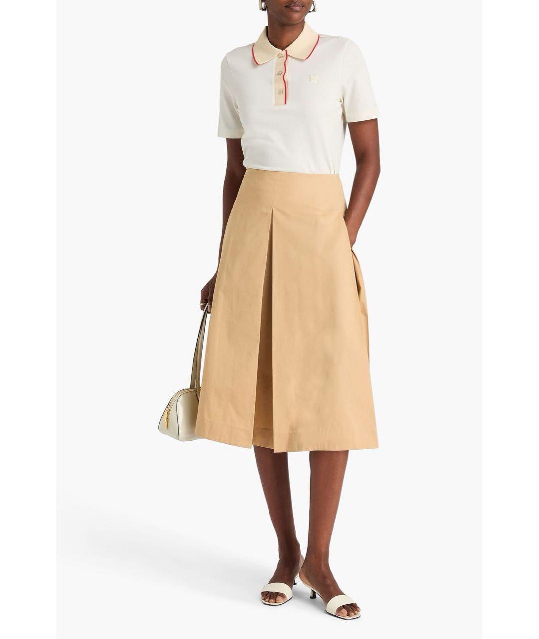 TORY BURCH Бежевая хлопковая юбка миди, фото 2